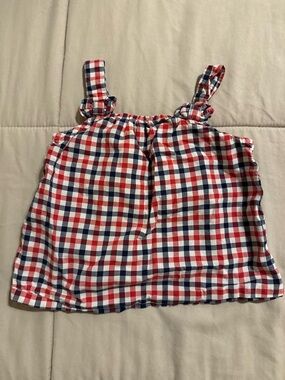 Girls' Red, White & Blue Check Tank Top